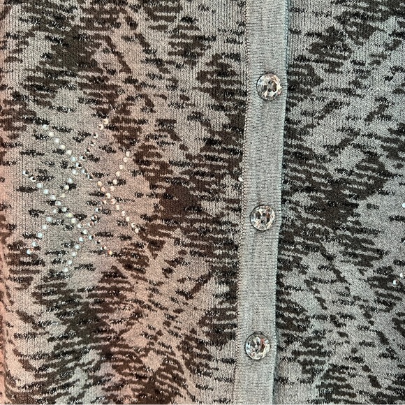 Sweater-CHARTER CLUB Grey with Shiny Embellishments cardigan long sleeves Large - Picture 6 of 10